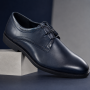 Pantofi Derby bărbați bleumarin din piele naturală cu perforații ROME177BL